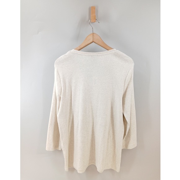 Chico's Lindsey V-Neck Top Women Size 2/ Large White Heather 3/4 Sleeve Knit - Picture 2 of 5